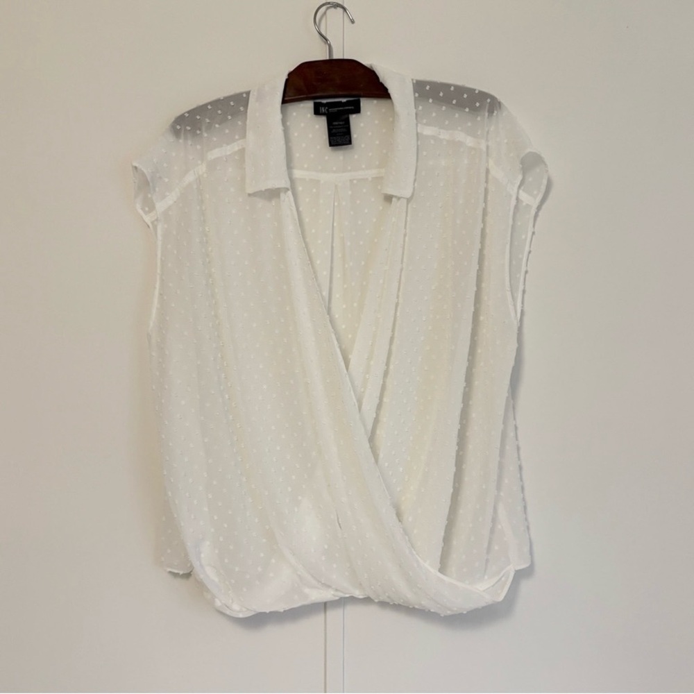 INC International Concepts Sheer White Blouse
